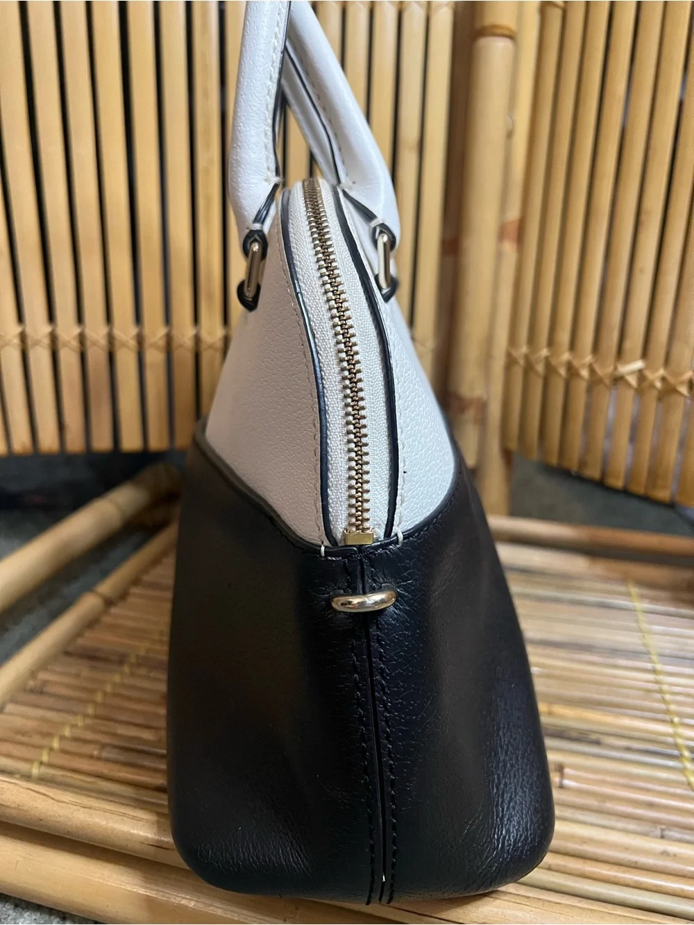 kate spade Black and Cream Two-Tone Dome Satchel